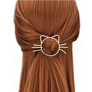 Golden Hair Clasp Cat Design